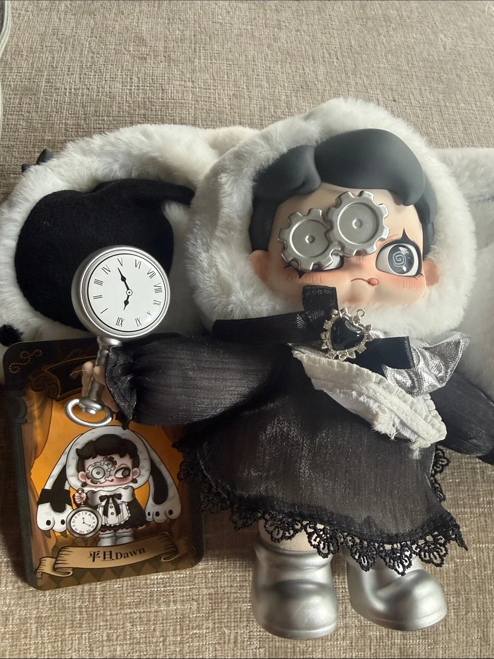 TAROOT HOUSE OF LIES STEAM PUNK  Black & White Plush DOLL Dawn